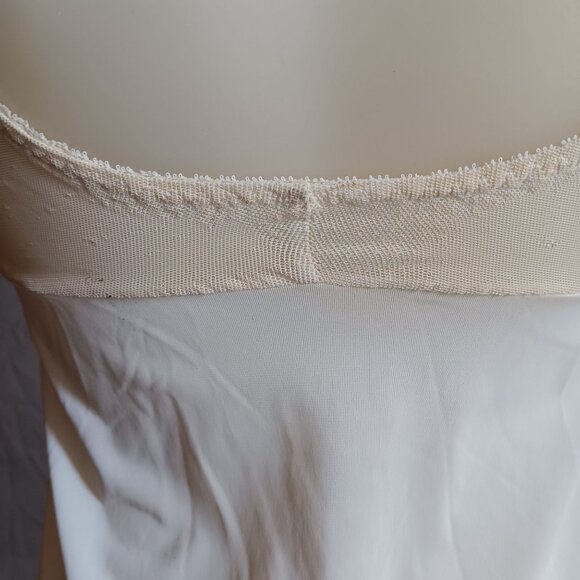 Vintage 34B Slip Dress White Lace Trim Sheer Bodice Mesh Web Warners 1960's Glam - Picture 6 of 10